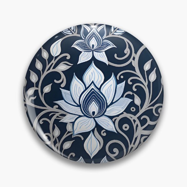 Item preview, Navy Blue Gray Flower designed and sold by MobizArt.