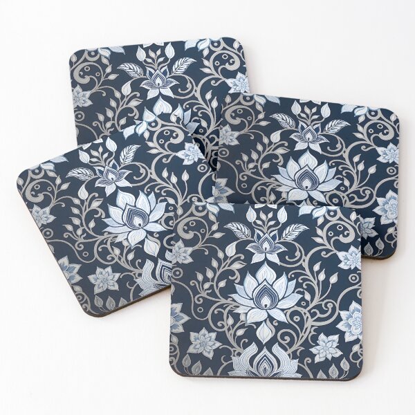 Item preview, Navy Blue Gray Flower designed and sold by MobizArt.