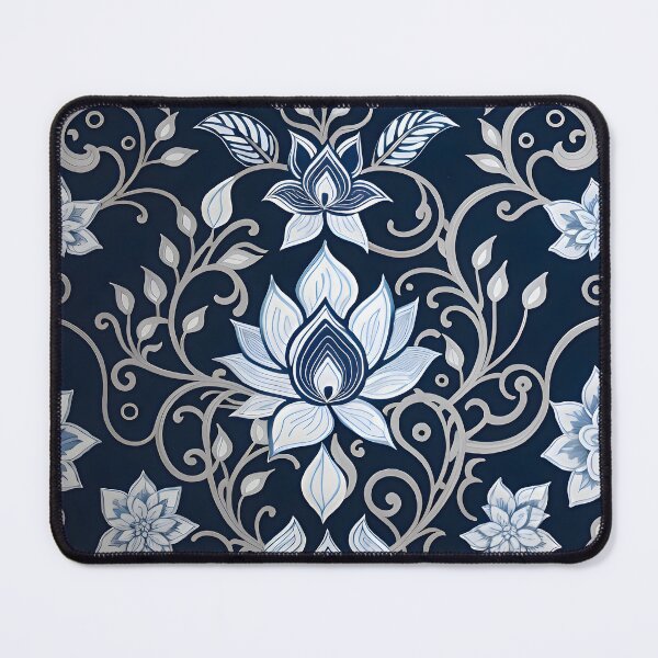 Item preview, Navy Blue Gray Flower designed and sold by MobizArt.