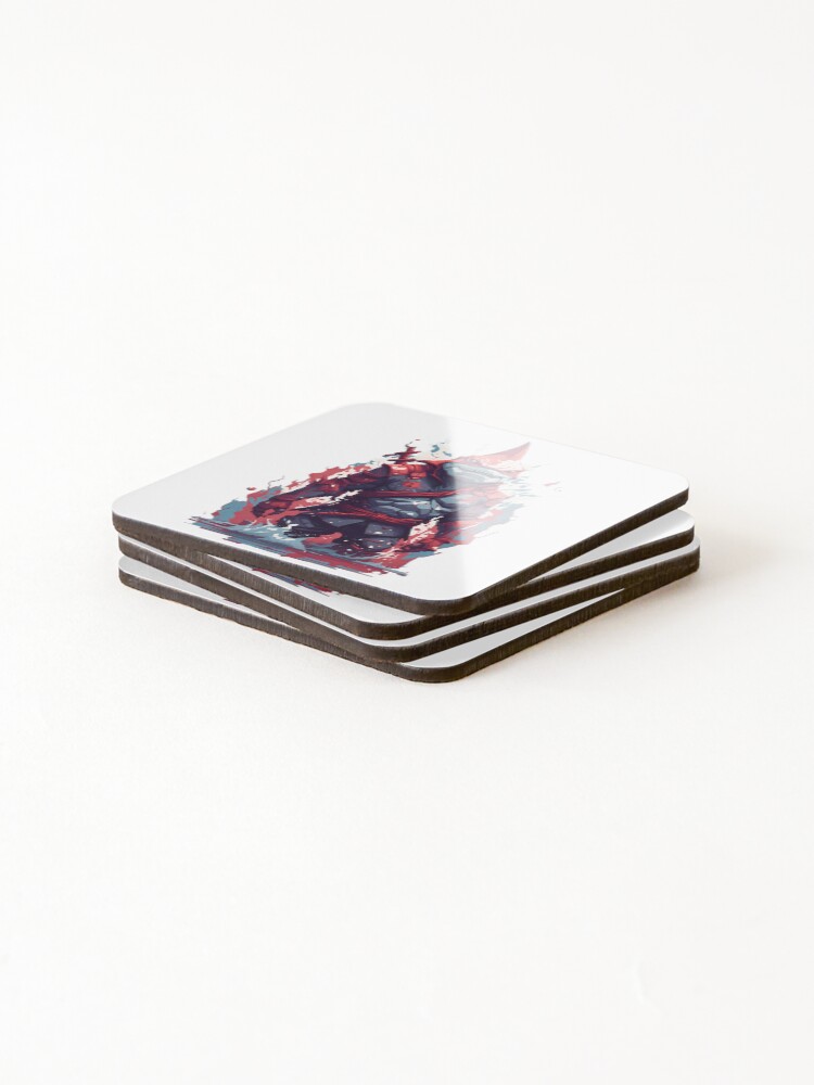 Thumbnail 4 of 5, Coasters (Set of 4), Ninja Shark 3 designed and sold by RabbitPrints.