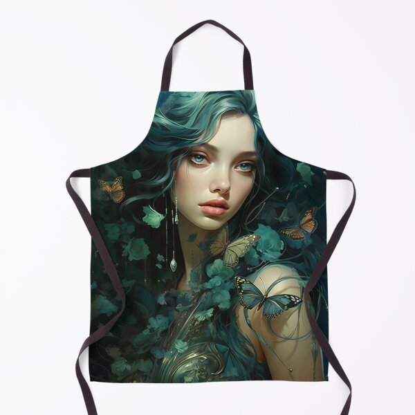 Item preview, Turquoise Reverie: The Ethereal Lady Adorned with Floral and Lepidopteran Elegance designed and sold by oanaunciuleanu.