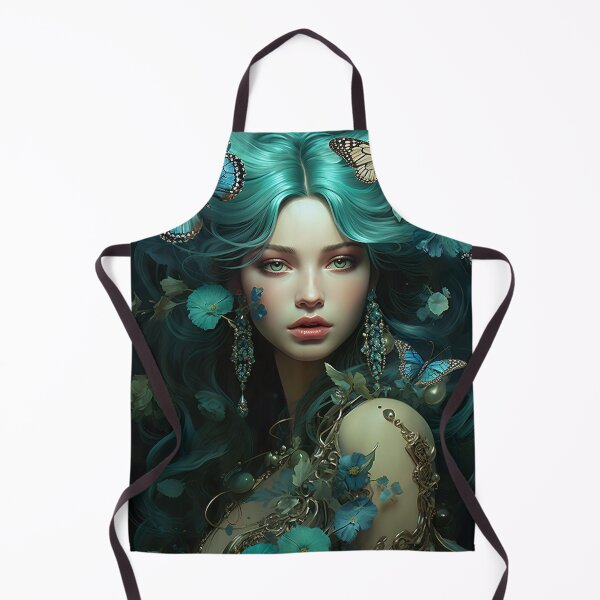 Item preview, Turquoise Reverie: The Ethereal Lady Adorned with Floral and Lepidopteran Elegance designed and sold by oanaunciuleanu.