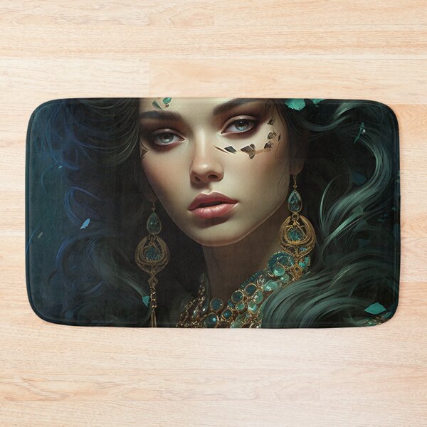 Item preview, Turquoise Reverie: The Ethereal Lady Adorned with Floral and Lepidopteran Elegance designed and sold by oanaunciuleanu.
