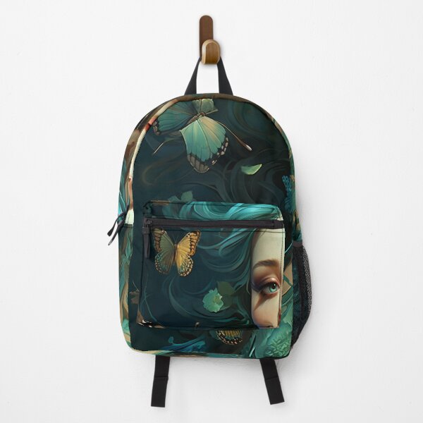 Item preview, Turquoise Reverie: The Ethereal Lady Adorned with Floral and Lepidopteran Elegance designed and sold by oanaunciuleanu.