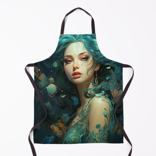 Item preview, Turquoise Reverie: The Ethereal Lady Adorned with Floral and Lepidopteran Elegance designed and sold by oanaunciuleanu.