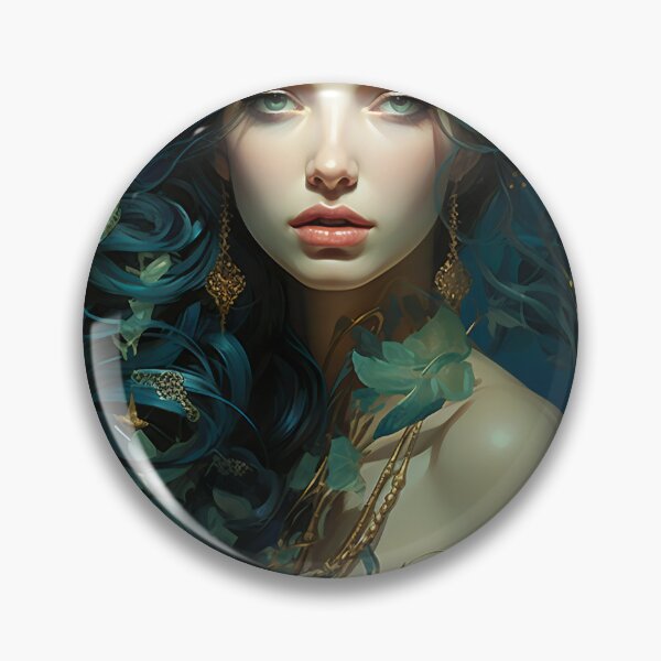 Item preview, Turquoise Reverie: The Ethereal Lady Adorned with Floral and Lepidopteran Elegance designed and sold by oanaunciuleanu.