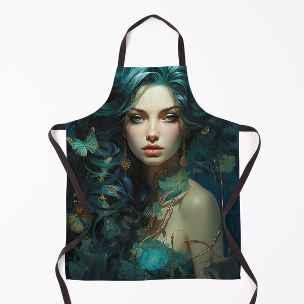 Item preview, Turquoise Reverie: The Ethereal Lady Adorned with Floral and Lepidopteran Elegance designed and sold by oanaunciuleanu.