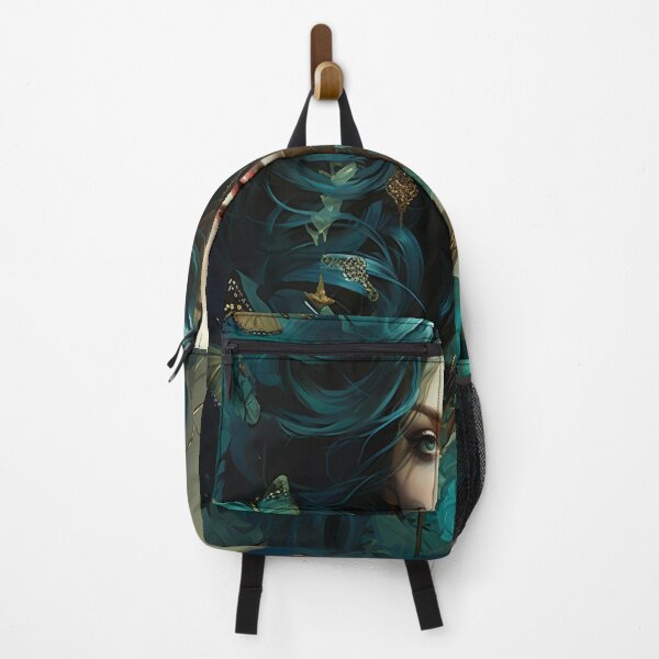 Item preview, Turquoise Reverie: The Ethereal Lady Adorned with Floral and Lepidopteran Elegance designed and sold by oanaunciuleanu.