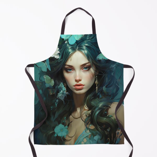 Item preview, Turquoise Reverie: The Ethereal Lady Adorned with Floral and Lepidopteran Elegance designed and sold by oanaunciuleanu.