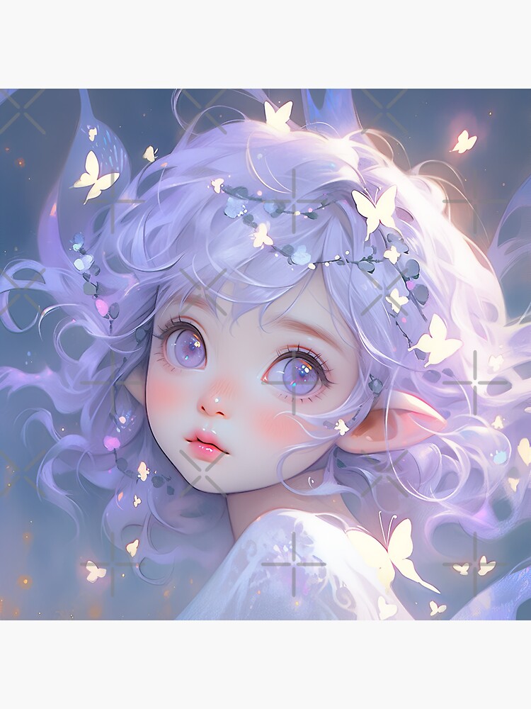 Adorable Purple Little Fairy Anime Girl Sticker for Sale by