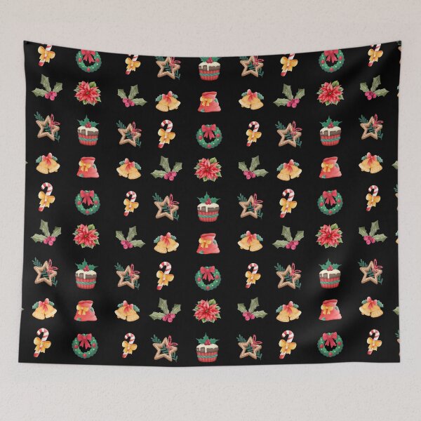 Item preview, Colorful Christmas Collection - Cute Gift For Xmas - Black Background designed and sold by patternjp.
