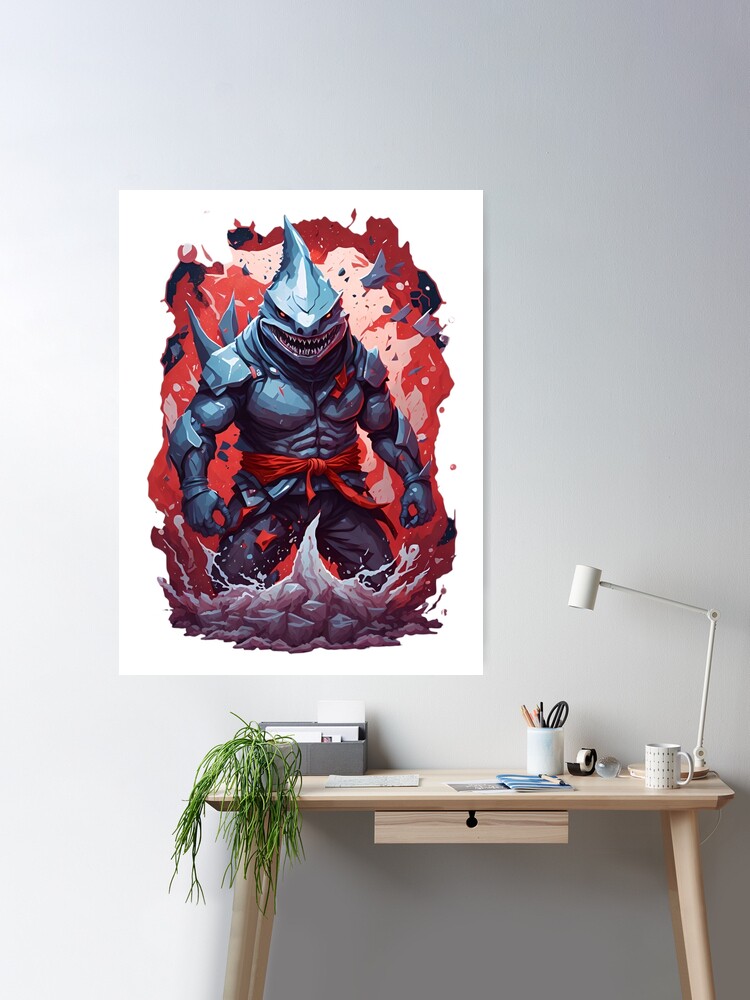 Shark Ninja Samurai Poster 8x12