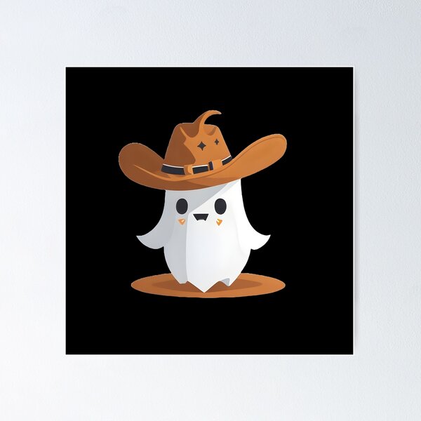 Item preview, Cute Halloween Ghost Wearing a Cowboy Hat designed and sold by JurenArt.