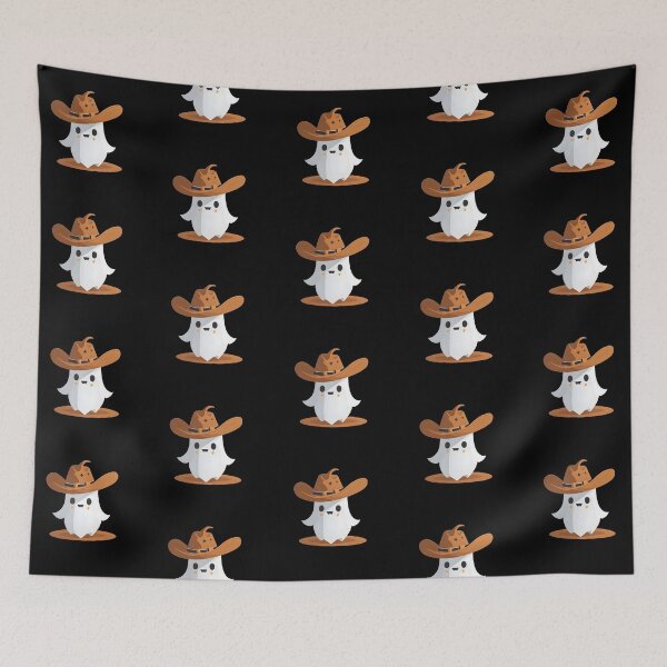 Item preview, Cute Halloween Ghost Wearing a Cowboy Hat designed and sold by JurenArt.