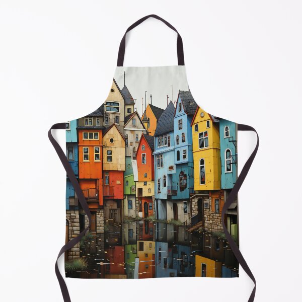 Artikelvorschau, Altstadt mit bunten Regenbogenhäusern entworfen und verkauft von Art by Lilia.