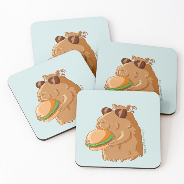Item preview, cool capybara eating a hamburger designed and sold by gisselldrawn.
