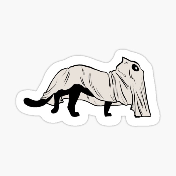 Cute Black Cat Ghost for Halloween Sticker