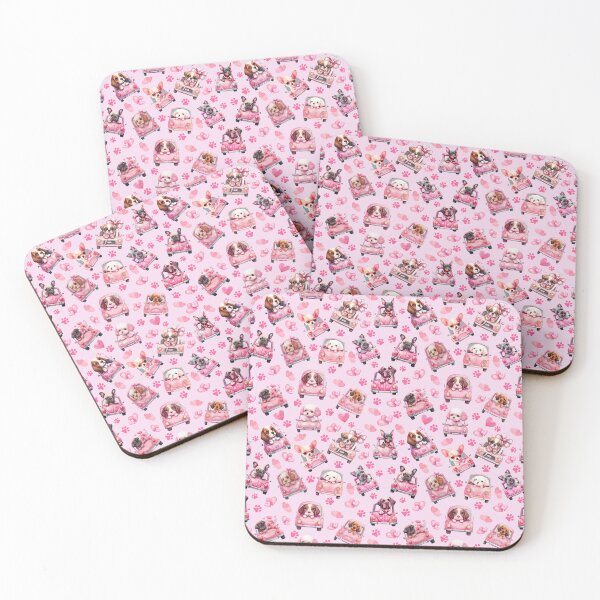 Item preview, Pink Car Puppies Dog Pattern designed and sold by Wolfheartart.