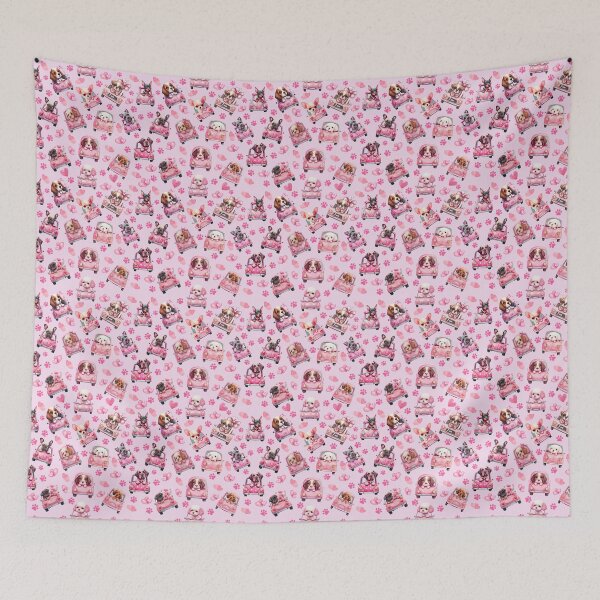 Item preview, Pink Car Puppies Dog Pattern designed and sold by Wolfheartart.