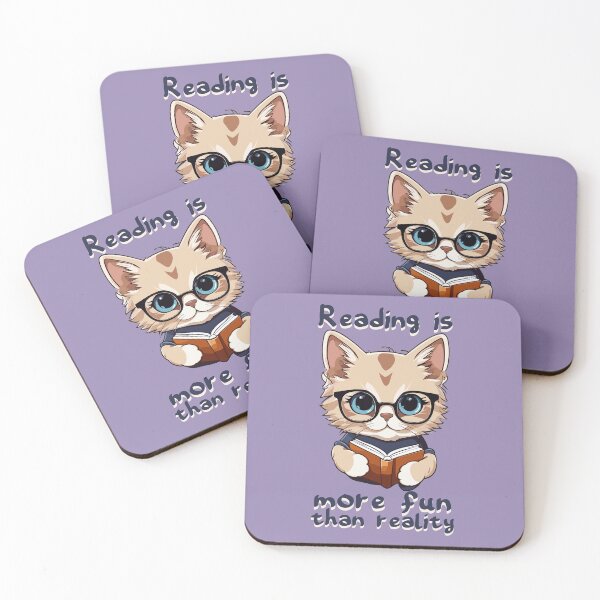 Item preview, READING IS MORE FUN THAN REALITY - CUTE CAT designed and sold by tinytiger77.