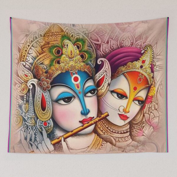 Item preview, Radha Krishna Flute Melody - Spiritual Hindu Art designed and sold by SYSTEMSHIRTS.