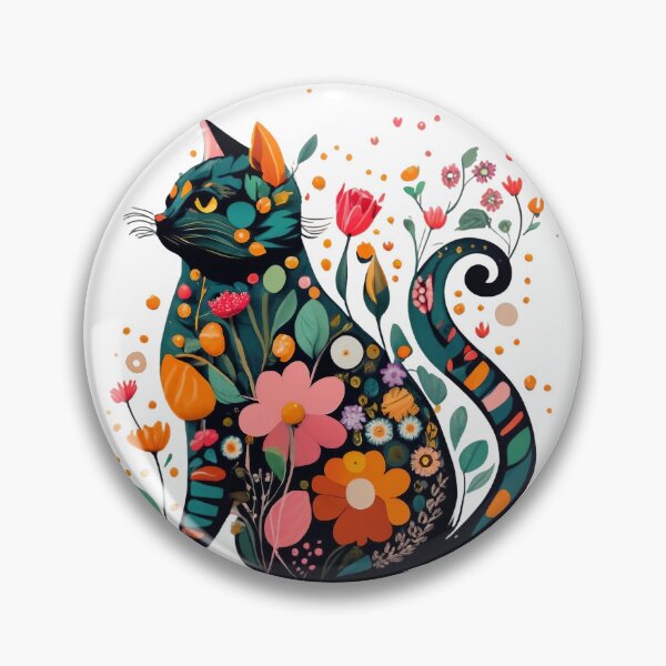 Artikelvorschau, Dekorative Blume Schwarze Katze entworfen und verkauft von WallAndAll.