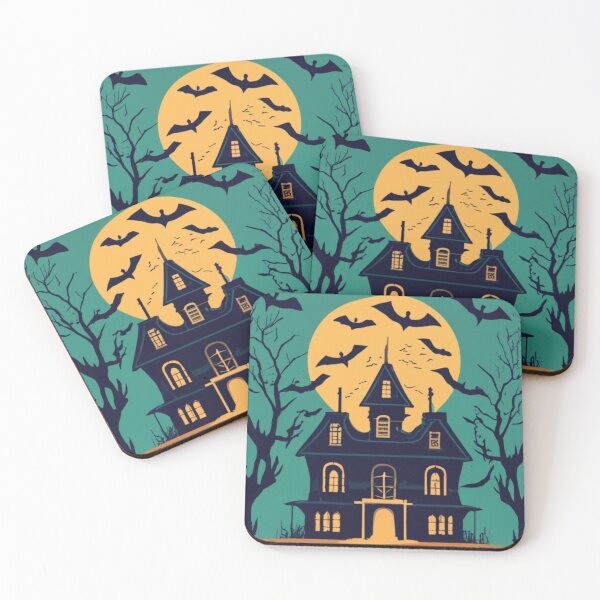 Item preview, Haunted House Silhouette: A spooky, moonlit silhouette of a haunted house with bats flying around it. #1 designed and sold by Ningodino.