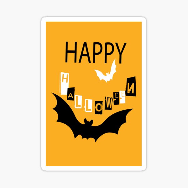 Happy Halloween Bats Silhouettes Sticker