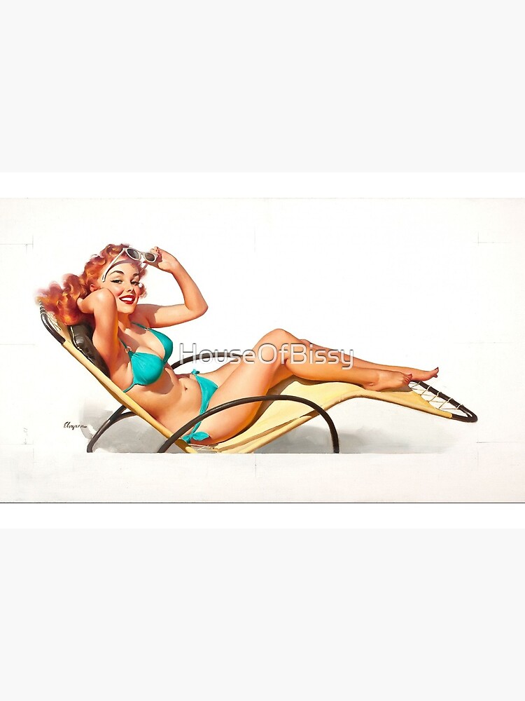 Red Hair Pinup Girl Sunning Herself Beach Pinup Girl Summer Pinup Girl Vintage Pinup Retro Pinup Pinup Girls Ocean Pinup Girl Fishing Pinup Girl Art Board Print By Houseofbissy Redbubble