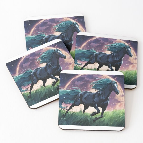 Item preview, Horse Running Through Field at Night with Moon and Stars designed and sold by moonphiredesign.