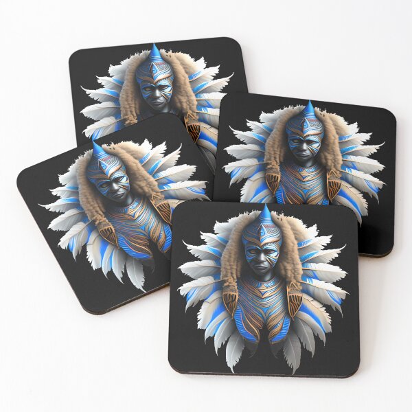 Item preview, BLUE AFRICAN WARRIOR WITH FEATHERS 1 designed and sold by justyna-s28.