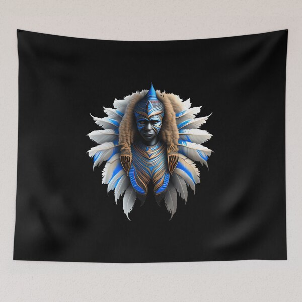 Item preview, BLUE AFRICAN WARRIOR WITH FEATHERS 1 designed and sold by justyna-s28.