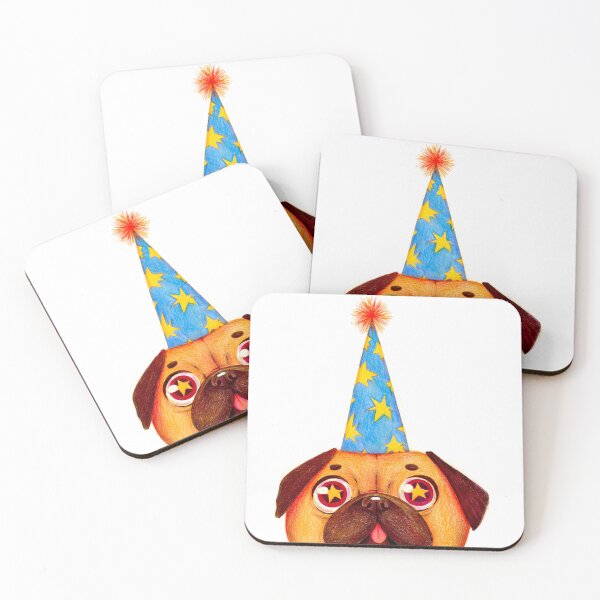 Item preview, Birthday Pug Cartoon - Cute Dog Celebration Art designed and sold by Chiara Sardella.