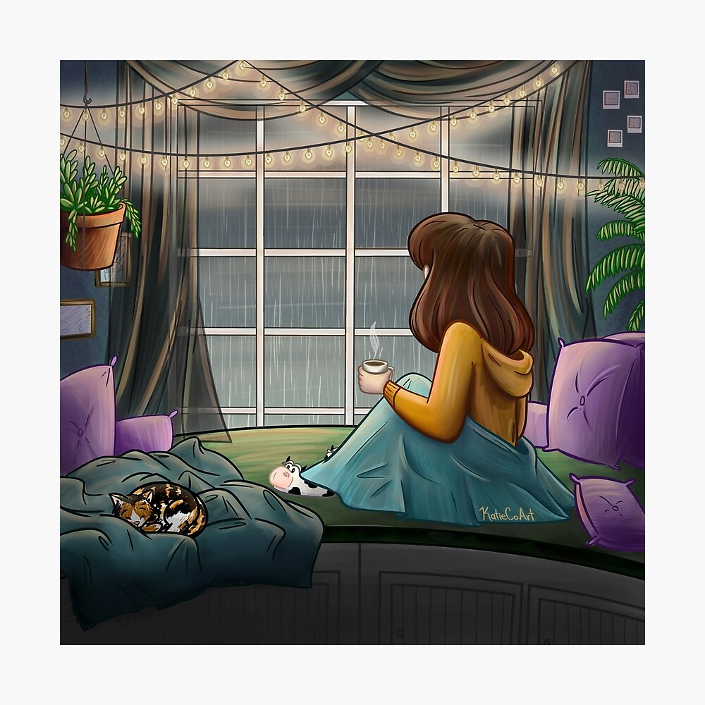 Rainy Day Window Poster By Katiecoart Redbubble