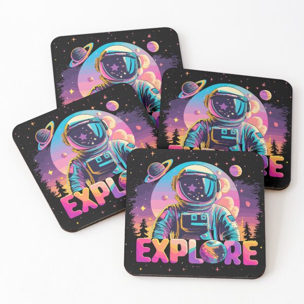 Item preview, "EXPLORE" Astronaut neon galaxy designed and sold by PrintSoulDesign.
