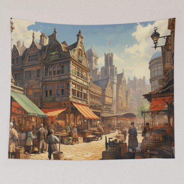 Item preview, Bustling Victorian Market Victorian Inspired Art  designed and sold by CDC40.