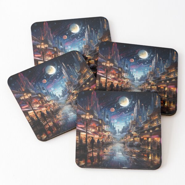 Item preview, A cityscape at night, illuminated by vibrant neon lights. designed and sold by phelanartwork67.