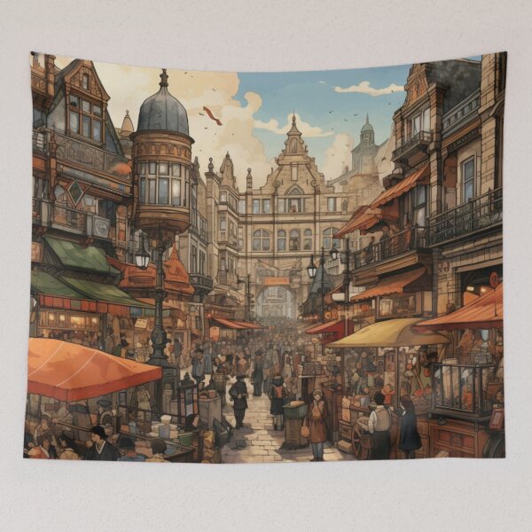 Item preview, Bustling Victorian Market Victorian Inspired Art  designed and sold by CDC40.