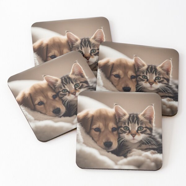 Aperçu de l'œuvre Chat | chien | Images | IA générée | Cadeau | Chiot | Chatons | Salon créée et vendue par Woodoartdesign.