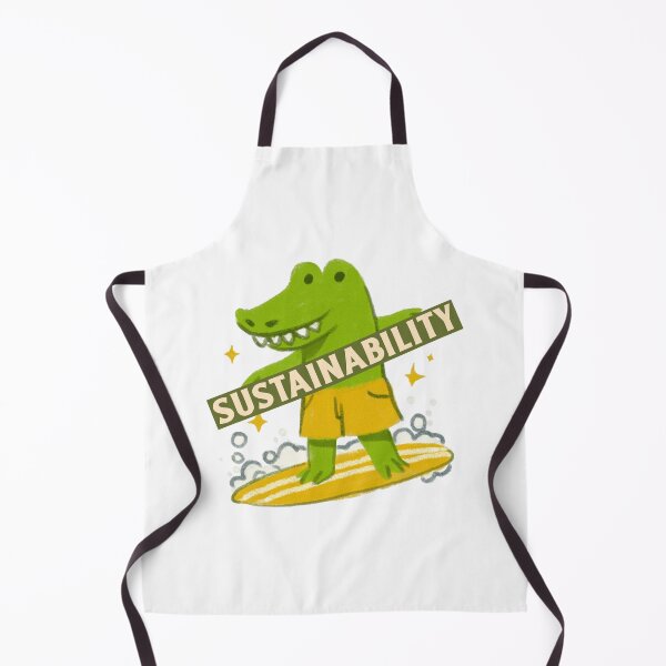 Item preview, Sustainability Happy Green Crocodile In Yellow Beach Shorts On A Surfboard designed and sold by pixelplaza.