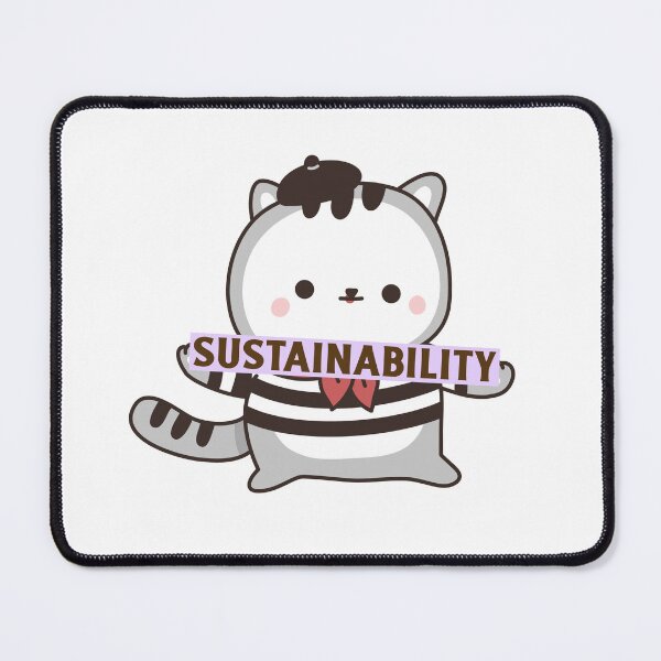 Item preview, Sustainability Cute Gray And White Cat Wearing Painters Cap And Clothes In French Style designed and sold by pixelplaza.