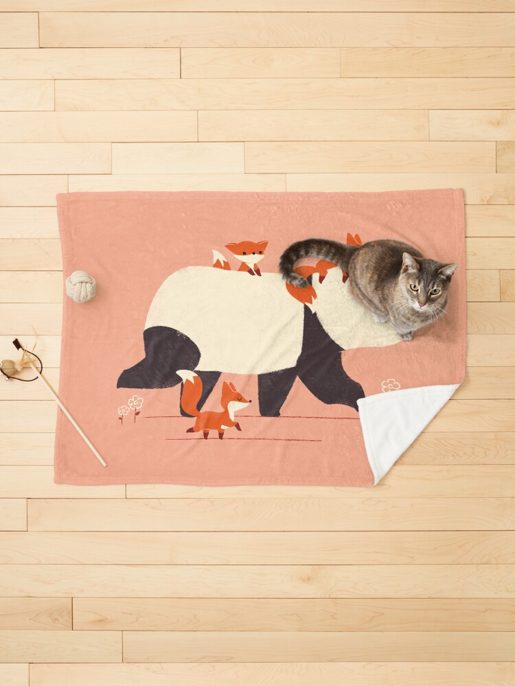Thumbnail 1 of 6, Pet Blanket, Panda and Foxes designed and sold by jayfleck.