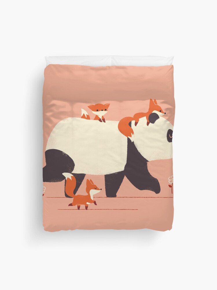 Thumbnail 1 of 2, Duvet Cover, Panda and Foxes designed and sold by jayfleck.