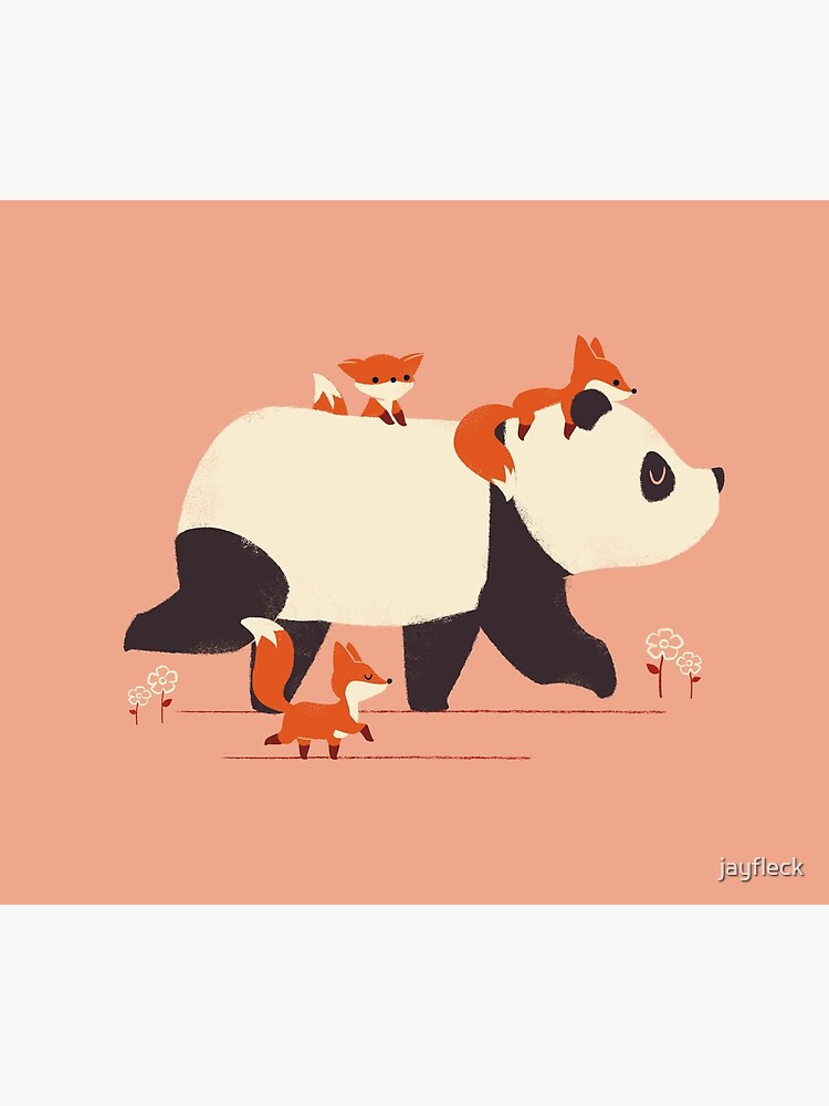 Thumbnail 2 of 2, Duvet Cover, Panda and Foxes designed and sold by jayfleck.