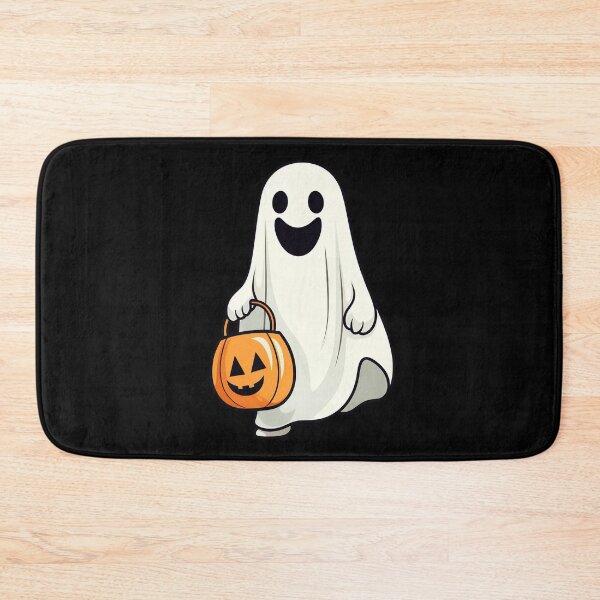 Item preview, HAPPY CUTE GHOST CARRYING A PUMPKIN PAIL TRICK OR TREAT    Midjourney AI Artwork designed and sold by davidjulie.