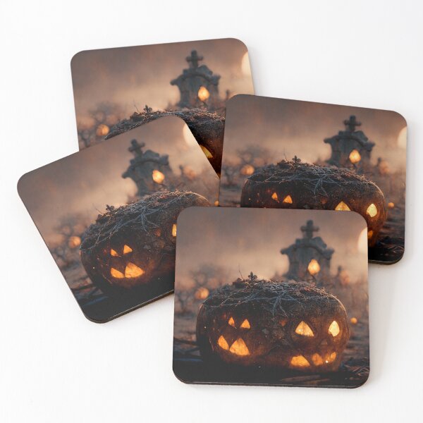 Item preview, Carved Jack O Lanterns Halloween Dark Cemetery Moonlight designed and sold by Lucid Imagined.