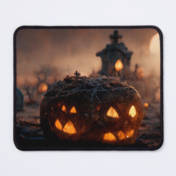 Item preview, Carved Jack O Lanterns Halloween Dark Cemetery Moonlight designed and sold by Lucid Imagined.