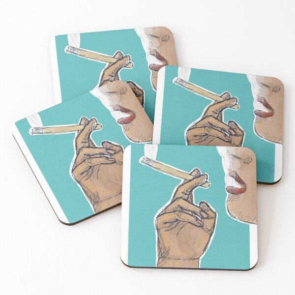 Item preview, Smoking girl print blue designed and sold by Giselle-art.