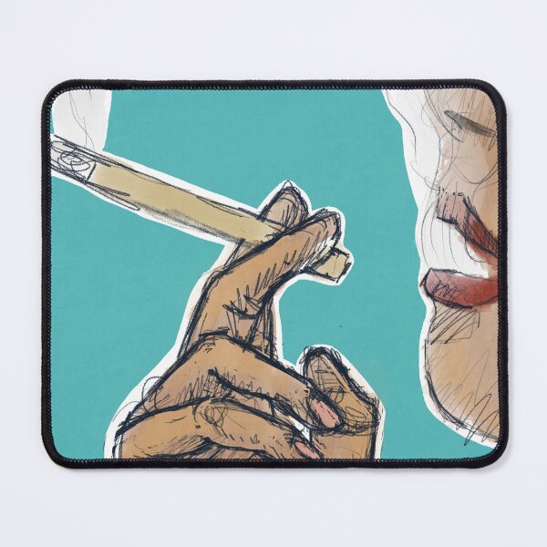 Item preview, Smoking girl print blue designed and sold by Giselle-art.