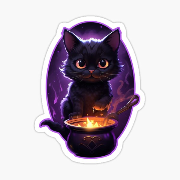 The Witchy Cat Cauldron Sticker